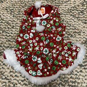 5/$15 SimplyDog Red & Green Christmas Dog Dress XS
